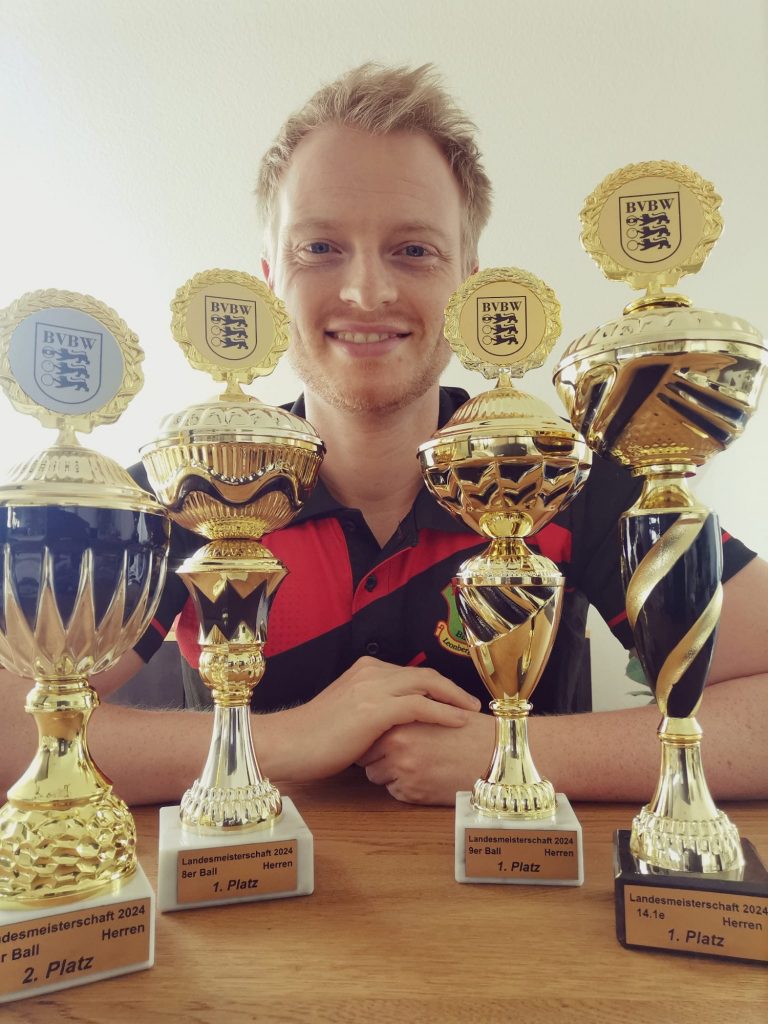 Ricardo Gutjahr holt 3 Mal Gold und 1 Mal Silber bei der Billard-Landesmeisterschaft